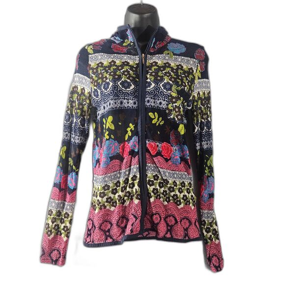 Monte Milano Womens Small Full Zip Floral Summer Weight Jacket Cycling - Picture 1 of 10